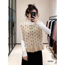 批发实价洋气圆领波点荷叶边显瘦叠穿<b class='q'>马甲</b>开衫