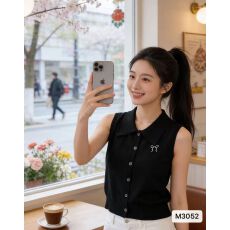 批发时尚Polo领蝴蝶结绣花<b class='q'>针织</b><b class='q'>开衫</b>背心