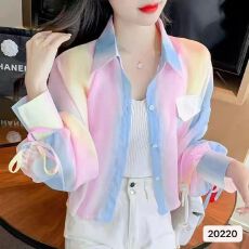 批发实价彩虹防晒衣女夏季2026 年新款宽松薄款洋气抽褶<b class='q'>长袖</b>开衫外套