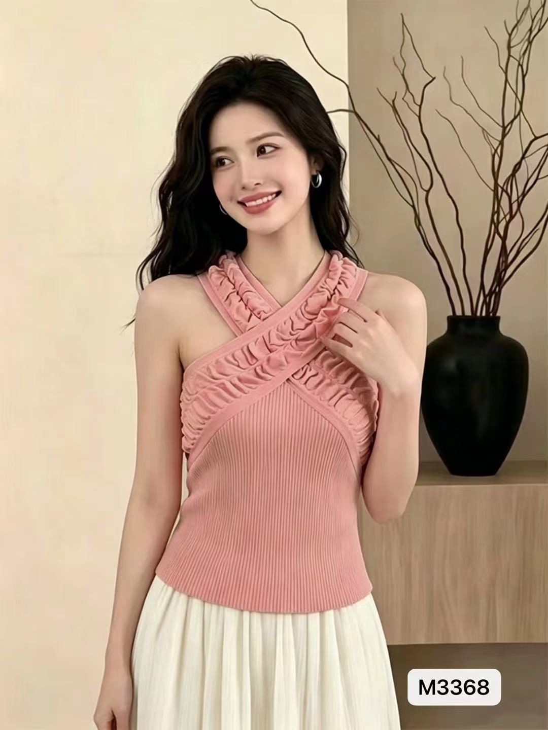 한 부서 순수한 욕망 십자가 칼라 니트 몸매 가꾸기 풀오버 조끼