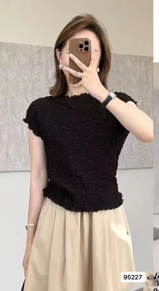 미니멀리즘 주름 질감 센스 다용도 풀오버 반팔 티셔츠