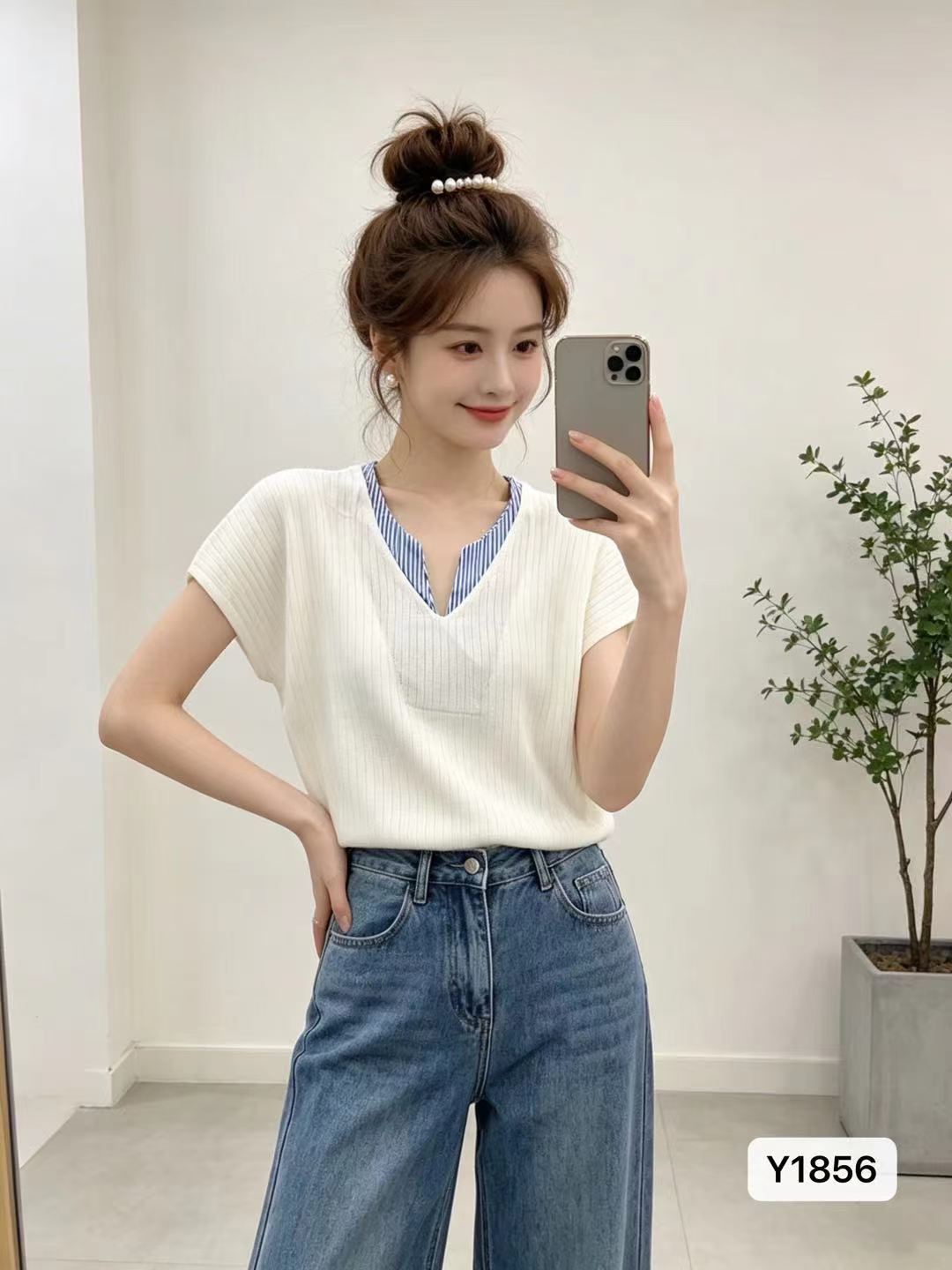 패션 V넥 패치워크 색상 세로 줄무늬 패치워크 니트 루즈핏 풀오버 맨위