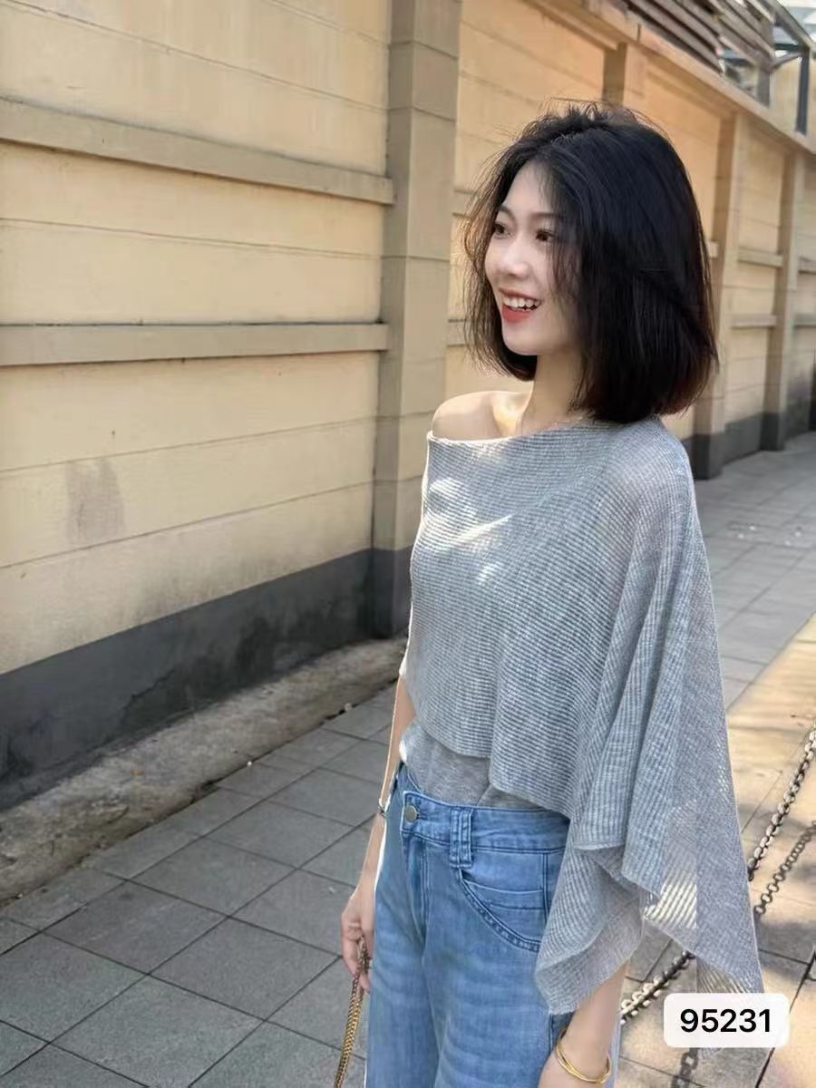 오래된 돈 바람 착용 가져 가라. 비스듬한 어깨 불규칙 숄 망토 패치워크 페이크 레이어드 풀오버 맨위