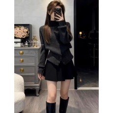 批发老钱风高领套头针织<b class='q'>衫</b>女秋冬打底收腰气质复古高级感毛衣内搭上衣