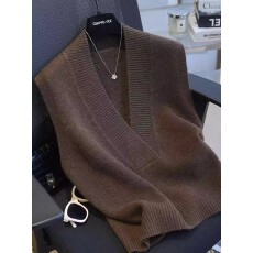 批发秋冬v领针织马甲女纯山羊绒衫2025新款欧货高端打底毛衣坎肩上衣