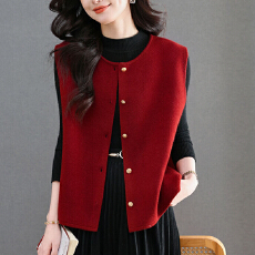 批发羊毛针织马甲<b class='q'>女</b>2026春秋新款无袖坎肩背心叠穿外搭<b class='q'>毛衣</b>外套