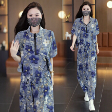 批发实拍2026洋气<b class='q'>大码</b>女装套装胖MM印花时尚宽松显瘦<b class='q'>哈伦裤</b>两件套