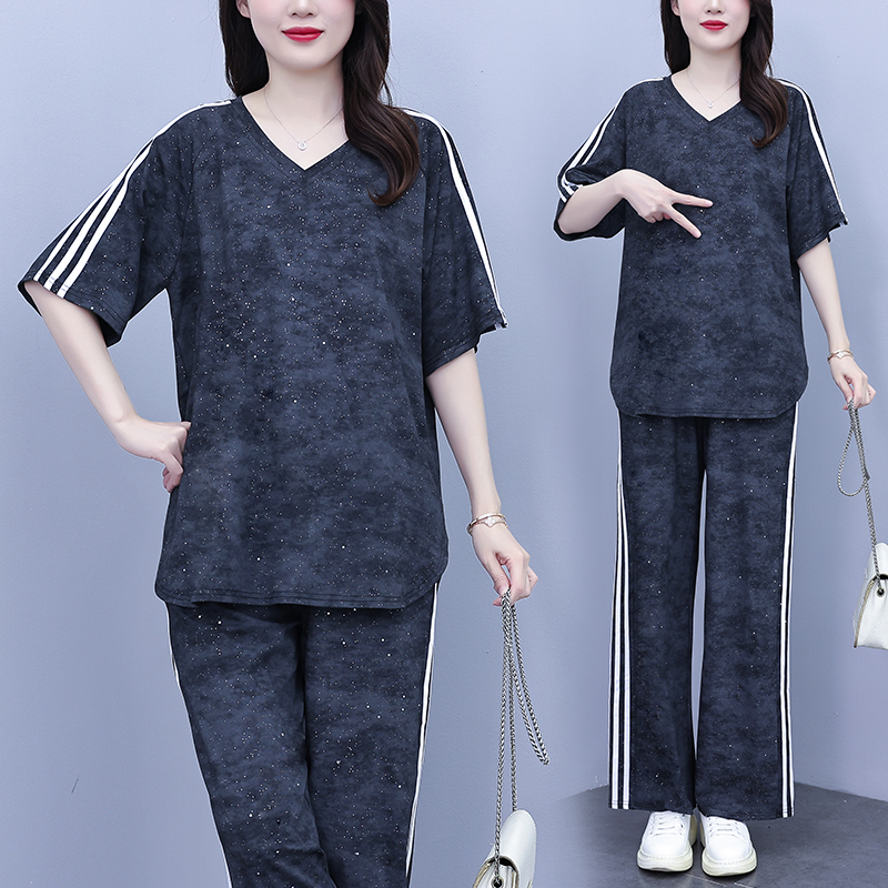 실사 2026 여름 새로운 캐주얼 패션 운동복 세트 지방 mm 표지 고기 연령 감소 슬림해 보이는 투피스 세트 루즈핏