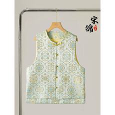 批发冰淇淋宝相 宋锦桑蚕丝新中式对襟马甲<b class='q'>外套</b>国风开衫