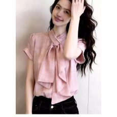 批发欧货高端定制粉色格子大码上衣女2026夏季新款温婉减龄轻奢风衬衣