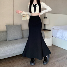 批发模特实拍春季优雅西装鱼尾<b class='q'>包臀</b><b class='q'>半身</b>裙子显瘦显身材女黑色<b class='q'>长裙</b>