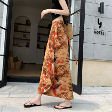 实拍特色民族风度假旅游一片式半身裙防晒围裙性感开衩包臀裙