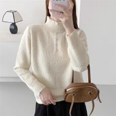 批发半高领长毛<b class='q'>欧根纱</b>套头针织衫[1881