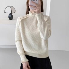 批发半高领长毛<b class='q'>欧根纱</b>套头针织衫[1881]