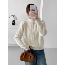 批发半高领长毛<b class='q'>欧根纱</b>套头针织衫[1881]