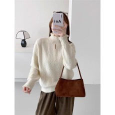 批发半高领长毛<b class='q'>欧根纱</b>套头针织衫[1881]