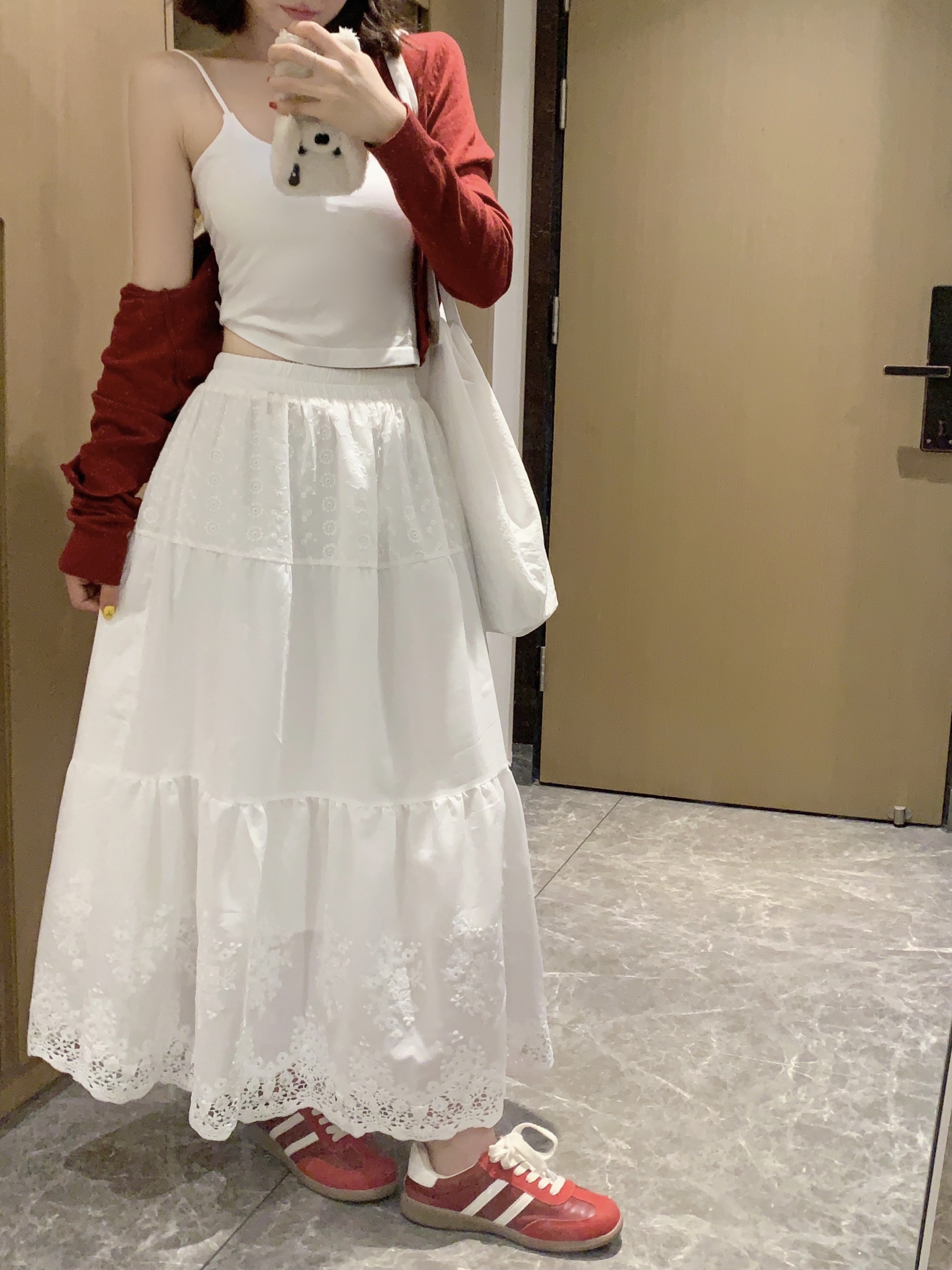 실사 빅 사이즈 프랑스식 무거운 작업 자수 실 빈 자수 슈퍼 요정 반신 스커트 여성 부드러운 바람 한 부서 한 마디 롱 스커트