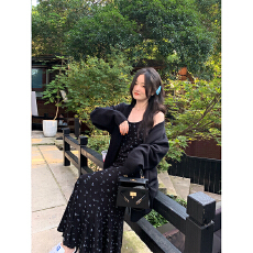 批发实拍~大码胖mm女装法式碎花吊带连衣裙女黑色无袖修身连衣裙