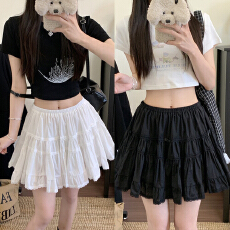 批发实拍~大码女装甜美芭蕾风蝴蝶结蛋糕裙a字蓬蓬半身裙伞摆显瘦短裙