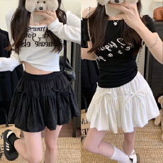 批发实拍~大码女装甜美少女感蝴蝶结<b class='q'>花苞</b>半身<b class='q'>裙</b>高腰显瘦百搭蓬蓬短<b class='q'>裙</b>