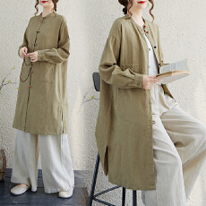 批发大货   <b class='q'>实拍</b>棉女装新款文艺复古立领盘扣<b class='q'>外套</b>上衣棉衬衫女开衫