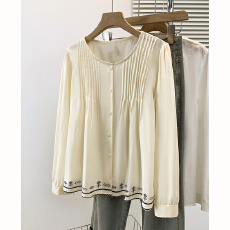 批发有货 实拍跨境女装<b class='q'>大码</b>宽松民族风刺绣衬衣女春秋上衣简约宽松型