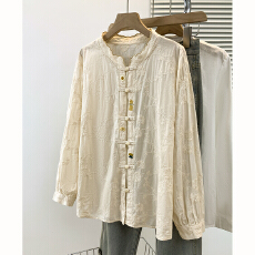 批发有货 实拍跨境女装<b class='q'>大码</b>宽松民族风刺绣衬衣女春秋上衣简约宽松型