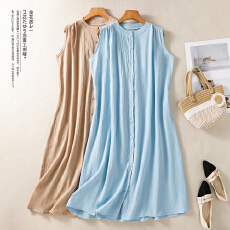 批发实拍  新款文艺棉麻<b class='q'>春</b>夏通勤简约纯色裙子轻薄显瘦长裙女