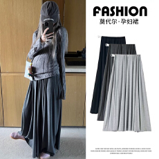 批发天猫品质 孕妇秋季四季纯棉垂感莫代尔飘逸大摆a字无托腹半身长裙