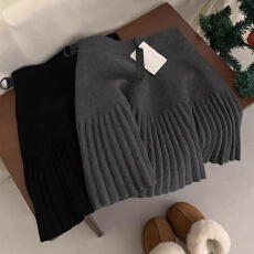 批发现 孕妇<b class='q'>新款</b>秋冬季加厚简约百褶裙针织羊毛无托腹可调节半身短裙