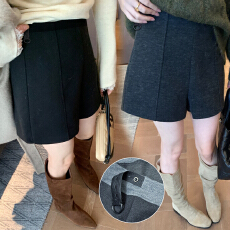 现 孕妇秋冬新款加厚毛呢直筒无托腹产前后可穿短裤阔腿a字靴裤