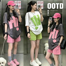 批发天猫品质 <b class='q'>孕妇</b><b class='q'>套装</b>夏季新款<b class='q'>韩版</b>拼色宽松时尚<b class='q'>孕妇</b><b class='q'>两件套</b>上衣+短裤
