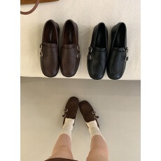 批发DOUDOU 豆豆 <b class='q'>英伦</b>系单鞋女复古圆头雕花扣带粗跟牛津乐福鞋小皮鞋