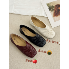 批发豆豆软底软面不累脚单鞋女2026新款圆头中口褶皱一脚蹬瓢鞋奶奶鞋