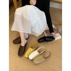 批发豆豆~高级感柔软半拖鞋女夏外穿包头平底懒人一脚蹬<b class='q'>休闲</b>穆勒鞋