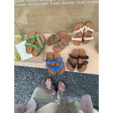 批发勃肯凉拖鞋女全牛皮2026<b class='q'>夏</b>新款复古真皮软木厚底博肯一字凉拖鞋女