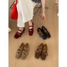 批发豆豆！复古蝴蝶结玛丽珍鞋交叉扣带方头芭蕾舞鞋百搭平底单鞋