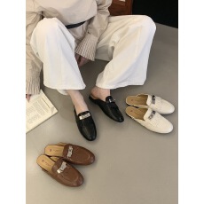 批发韩国东大门复古一脚蹬包头休闲半拖鞋女外穿通勤<b class='q'>百搭</b>懒人后空单鞋