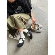 批发羊皮版~复古玛丽珍鞋女2026新款魔术贴蝴蝶结休闲运动芭蕾风单鞋