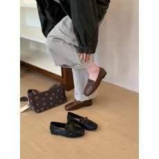 批发复古豆豆单鞋一脚蹬浅口懒人鞋手工时尚英伦风女鞋平底乐福鞋
