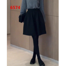 批发韩系时尚黑色加厚毛呢<b class='q'>花苞</b><b class='q'>裙</b>女2025冬季新款高腰百搭显瘦遮胯短<b class='q'>裙</b>