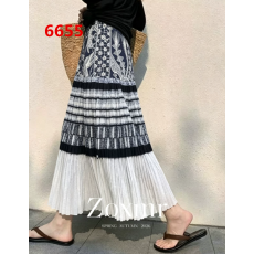 批发轻奢小众不撞款<b class='q'>裙</b>子新中式民族风蓝色印花拼接百褶a<b class='q'>字</b><b class='q'>半身裙</b>女夏