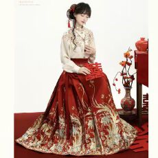 批发喜结莲鲤原创新中式马面裙汉服套装女订婚<b class='q'>敬酒</b><b class='q'>礼服</b>新款上衣