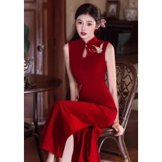 批发新中式红色无袖送考旗袍<b class='q'>新娘</b><b class='q'>敬酒</b><b class='q'>服</b>2026新款高级感刺绣订婚礼<b class='q'>服</b>女
