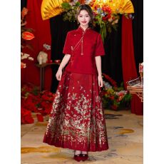 批发新中式孕妇敬酒服<b class='q'>新娘</b>婚服马面裙2026新款大码胖mm高级质感<b class='q'>礼服</b>裙