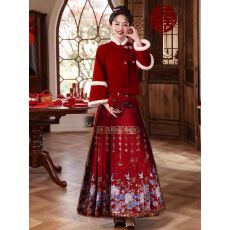 批发马面裙婚<b class='q'>服</b>女<b class='q'>新娘</b><b class='q'>敬酒</b><b class='q'>服</b>订婚宴连衣裙领证登记小礼<b class='q'>服</b>秋冬上衣