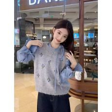 批发春秋季新款森系复古重工艺<b class='q'>手工</b>刺绣小花宽松圆领<b class='q'>毛衣</b>背心马甲上衣