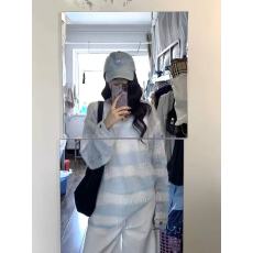 批发春季松弛感韩系<b class='q'>条纹</b>慵懒风镂空<b class='q'>针织衫</b>罩衫女宽松显瘦垂感套头上衣