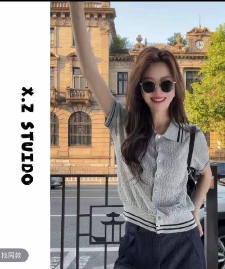 x.zhenpolo 칼라 반팔 맨위 여름 여행 느긋한 센스 티셔츠 외국 가스 고귀한 새로운 조수 브랜드 여성 의류