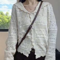 批发米白色针织衫开衫外套秋装女款2026年新款职场办公穿搭空调衫上衣